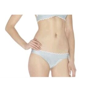 HERVE LEGER "Milou"‎ Scalloped Swim Bottom Pearl Blue Size Small